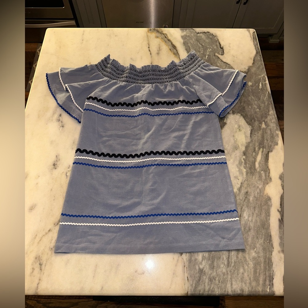 EUC Mudpie Size Large Off the Shoulder Blue Boutique Dress - Picture 2 of 10